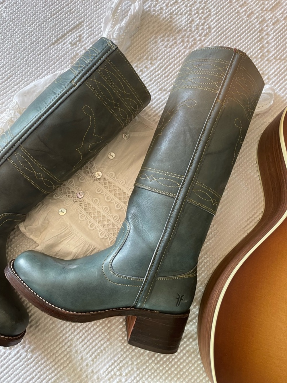 FRYE | Stitched Blue Campus Boots